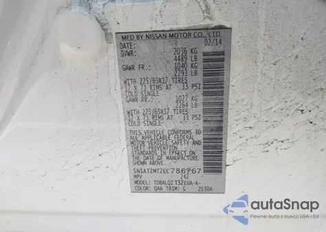 2014 Nissan Rogue Sv from USA, damaged, VIN 5N1AT2MT2EC786767